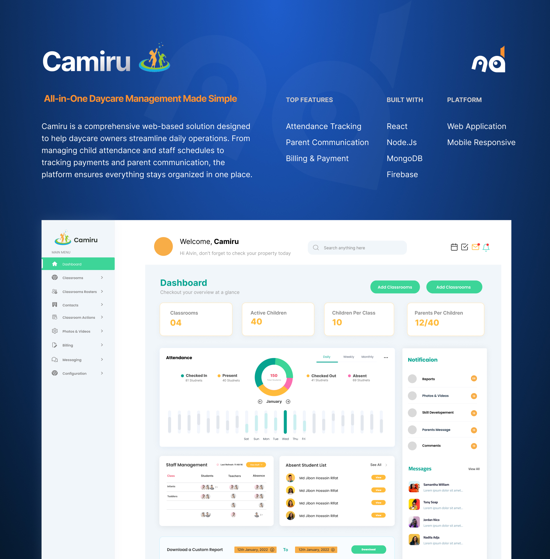Camiru — All-in-One Daycare Management
